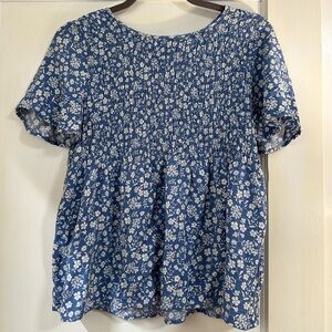 Blue floral peplum top